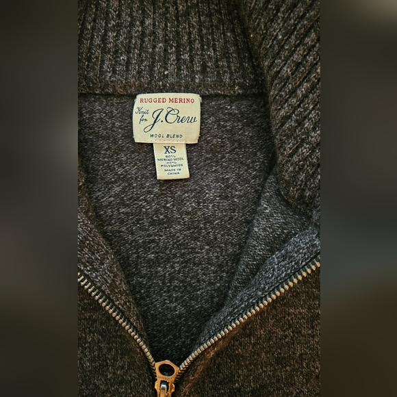 JCrew mens XS Marled rugged merino wool-blend half-zip sweater, Marled Carbon - Picture 2 of 5